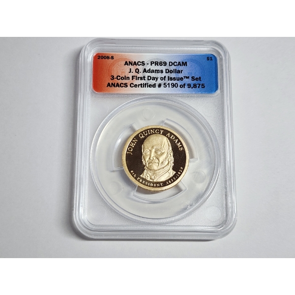 2008-S J.Q. Adams Dollar Graded ANACS PR 69 DCAM
