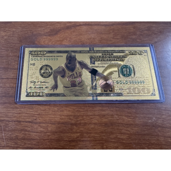 Michael Jordan Chicago Bulls Pure 24k .999 Gold Foil Note - In Mint Condition - Limited Edition