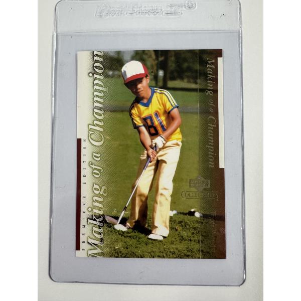 2001 Upper Deck Tiger Woods Rookie Golf Card In Protective Holder - High Grade - Mint Condition