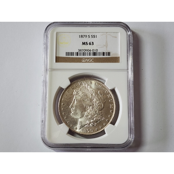 1879-S 90% Silver Morgan Dollar Graded NGC MS 63