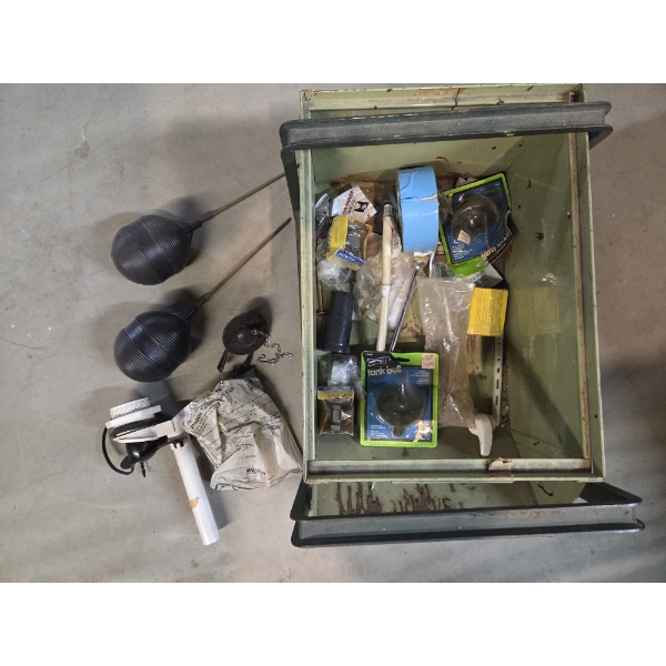 Metal Container With New Plumbing Items