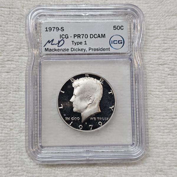 1979-S Kennedy Half Dollar Proof Coin Graded PR70 by ICG