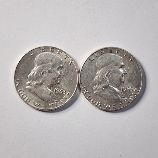 Two Assorted United States 90% Silver Franklin Half Dollars ~ $1.00 Face Value