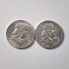 Image 1 : Two Assorted United States 90% Silver Franklin Half Dollars ~ $1.00 Face Value