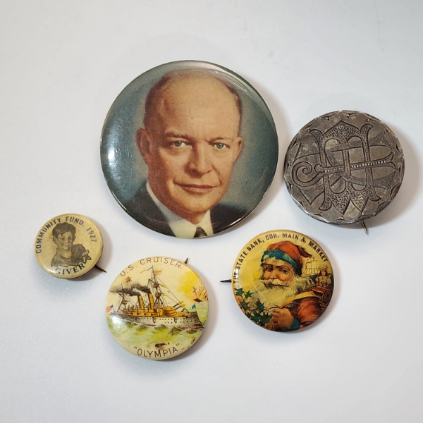 Assorted Collectible Pins/Buttons Including Eisenhower, Santa Claus, Olympic, & More! 
