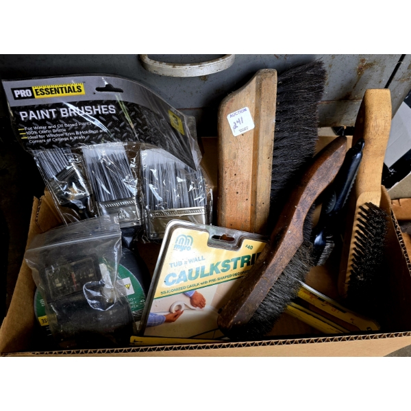 Assorted Home Improvement Items incl Paint Brushes, Wire Brushes and More