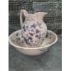 Image 3 : Antique Pitcher & Bowl Beautiful Pale Pink With Blue Flowers