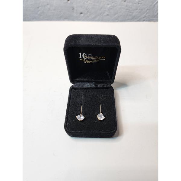 14K P Gold Earrings with Cubic Zirconia Stones - Total Weight 2.2g 