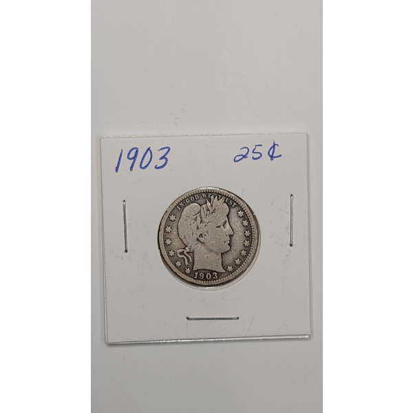 1903 90% Silver Barber Quarter