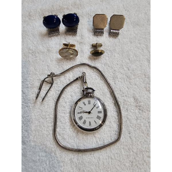 Pocketwatch plus 3 Sets of Cufflinks (124.5g)