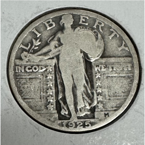 1925 United States 90% Silver Standing Liberty Quarter- Beautiful Condition 