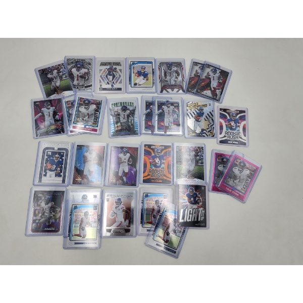 Lot of Assorted 2024 Mark Nabers Football Trading Cards Including RC's, Topps Finest, Chrome & More!