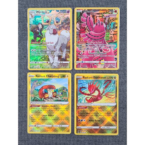 Four Assorted Near Mint Illustration & Rare Holo Pokemon Trading Cards Including Wyrdeer & More!