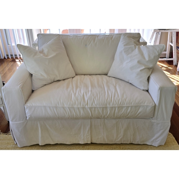 White Slip Cover Love Seat 56x36