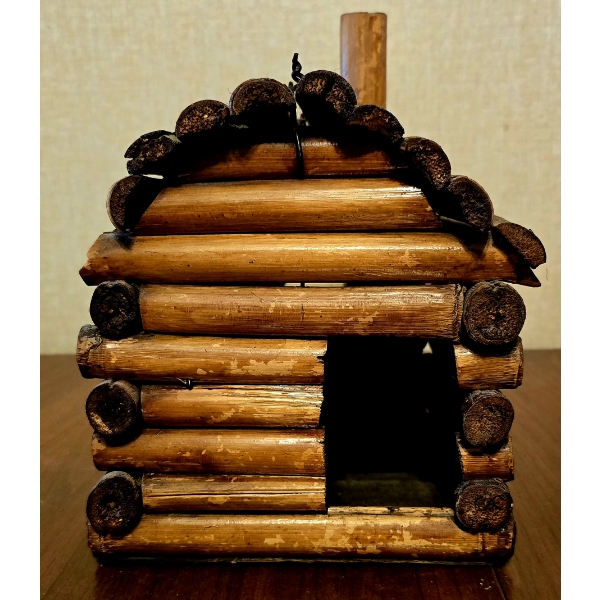 Bamboo Cabin Handmade by Teenager in the 1930s - 8" Tall