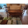 Image 5 : Louisville Home Pickup - Antique Solid Wood Drop Down Table & 2 Ladder Back Rattan Seat Chairs - EX!