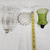 Image 9 : Glass Hurricane Candle Holder Base With Two Interchangeable Globe Tops ~ Green & Clear!
