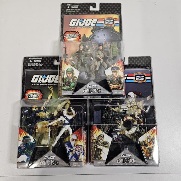 Three Hasbro G.I. Joe 25th Anniversary Comic Pack 2-Pack Action Figure Sets