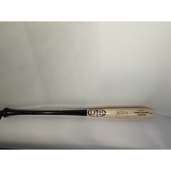 Lonnie Chisenhall Signed Bat - Used - MLB Certified - In Display Case - Actual Bat 33 Inches Long - 
