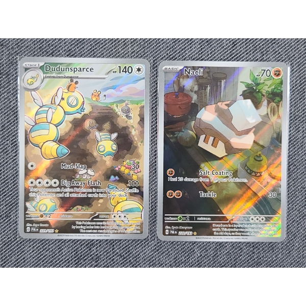 Lot of Two Illustration Rare Pokemon Trading Cards - Dudunsparce 229/193 & Nacli 220/193 - Near Mint