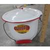 Image 2 : Vintage Enamelware Collection Including Pot & Lid, Platter, Bowl With Lid, Laddels, Large Tin Funnel