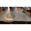 Image 1 : Vintage Set Of 3 Pieces - Glass Pie Serving Pedestal Platter & Others - See Pictures