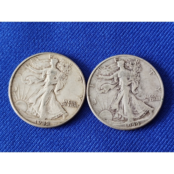 2 - 90% Silver Walking Liberty Half Dollars FV: $1.00