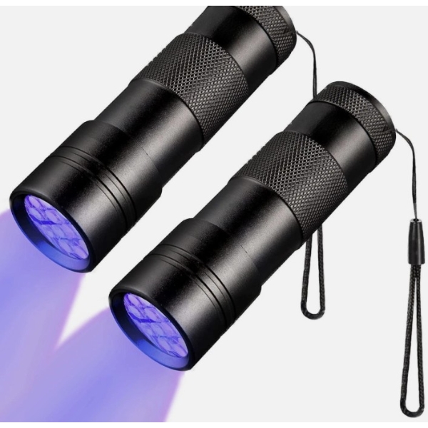 UV Black Light Flashlight - 12 LED 395nm Wavelength for Inspection, Uranium, Pet Urine Scorpions