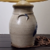 Image 5 : Nice 1986 Rowe Pottery Works Crock Lamp Ft. Beautiful Bird Painted On Side ~ With Shade
