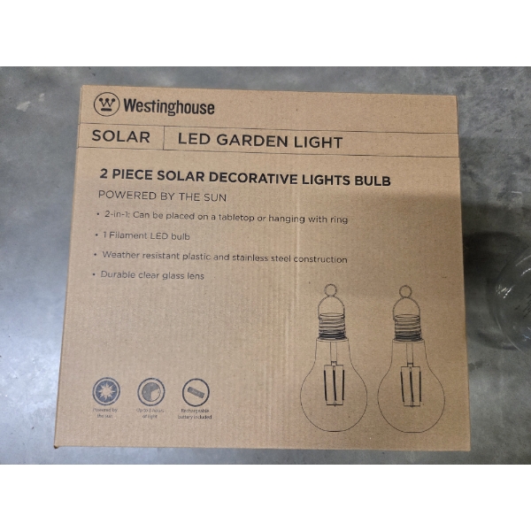 Brand New! Two Piece Westinghouse Solar LED Garden Lights In Classic Large Bulb Design 