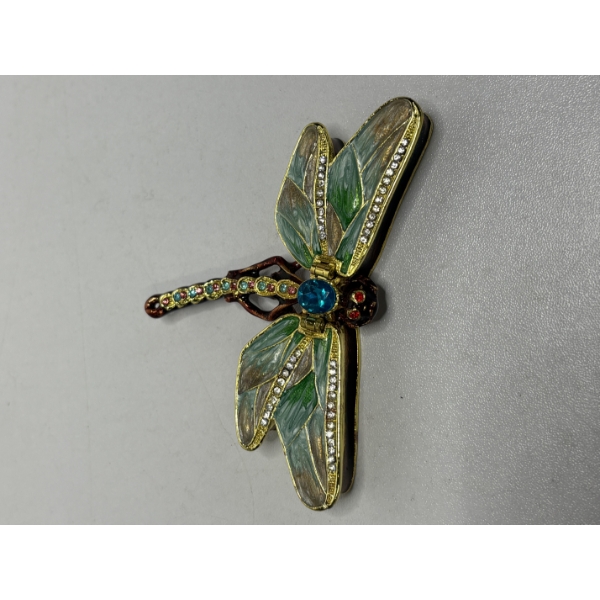 Dragonfly trinket box - 2.5" & Dragonfly Compact Mirror - ***Broken Mirror***