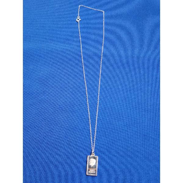 JFK 2 Gram .999 Fine Silver Bar on 18" Sterling Silver Chain TW: 2.6g