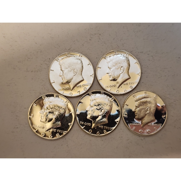 Assorted Years Proof-Like 40% Silver Kennedy Half Dollars Face Value: $2.50