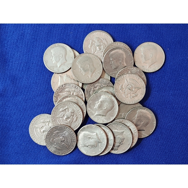 x28 Assorted Years Kennedy Half Dollars 1971-1994 Face Value: $14.00
