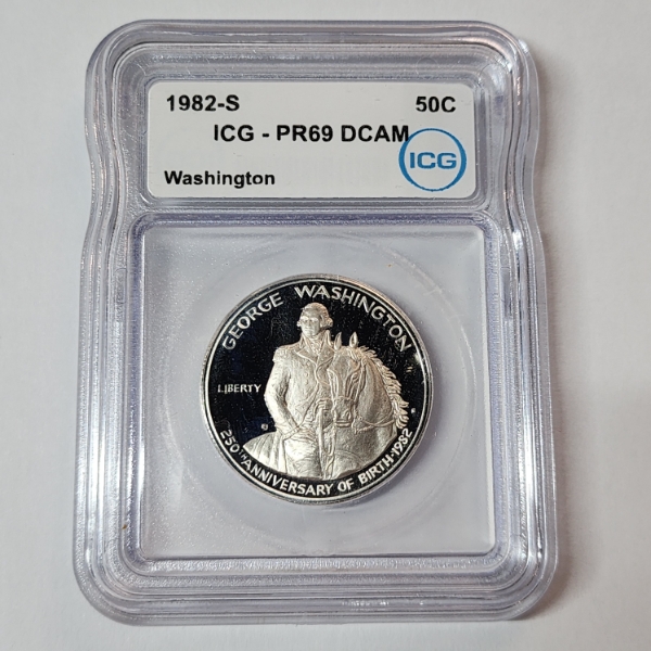 1982-S Washington Commemorative 90% Silver Half Dollar - ICG PR69 DCAM