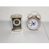 Image 1 : 2 Clocks: Bulova Carriage Desk Mantel Clock Quartz & Floral Alarm Clock
