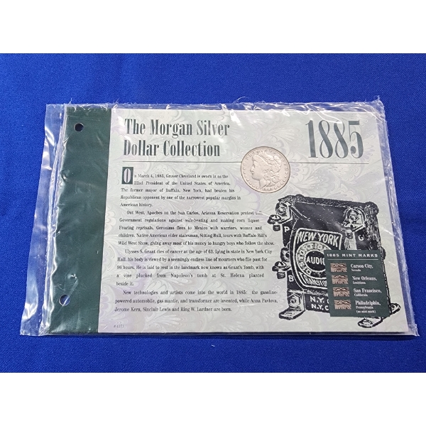 1885 Morgan Silver Dollar w/ Info Card - Sealed 