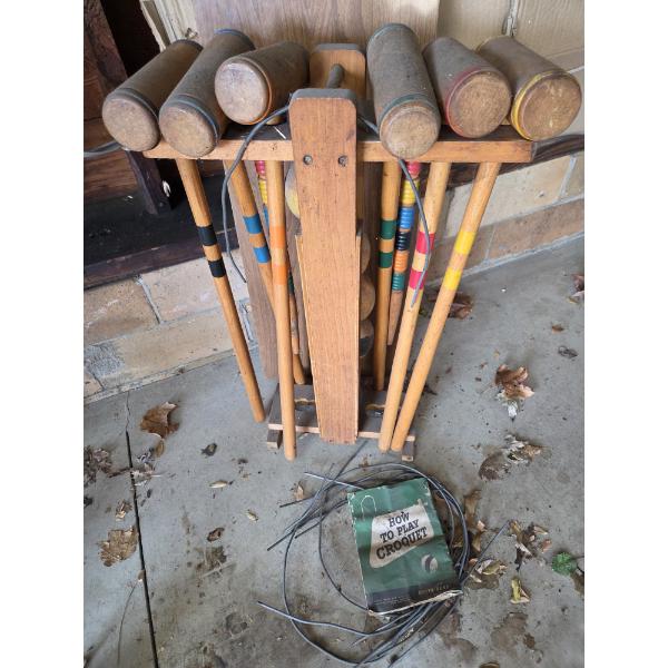 PICKUP IN CANTON -Vintage Wooden Croquet Set In Great Condition  