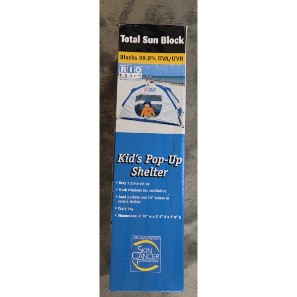 New In Box! Total Sun Block Kids Pop Up Shelter 4' 10'' x 3' 6'' x 2' 8'' 