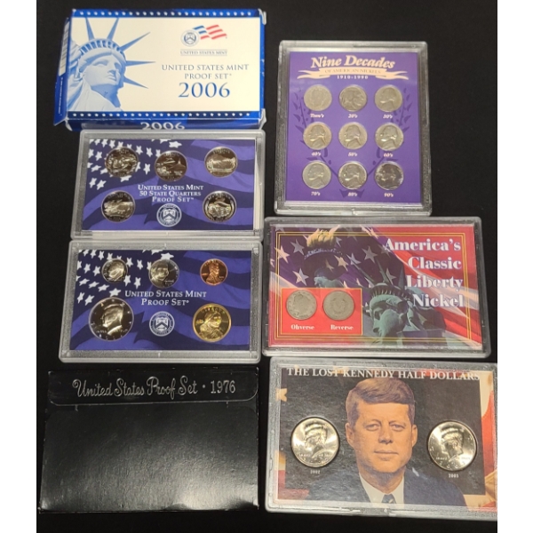 Assorted Years/ Coin Types Proof Sets & Coins Displays