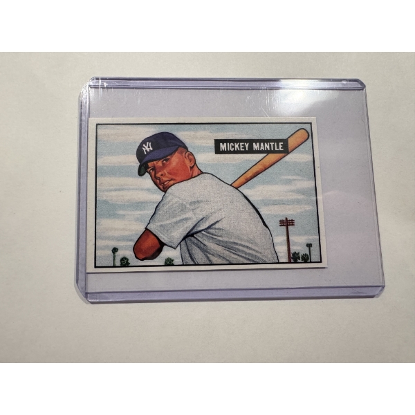 Mickey Mantle & Ted Williams Vintage Throwback Baseball Cards In Protective Holders