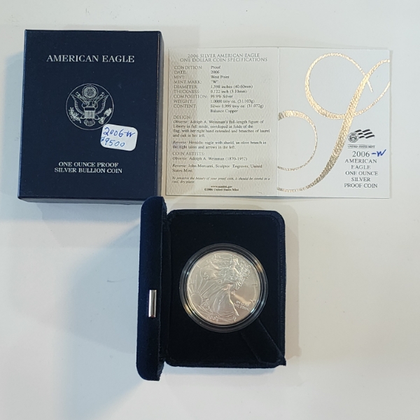 2006-W American Silver Eagle $1 Proof - 1 oz .999 Fine Silver - OGP Box & COA