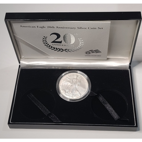 2006-W 1 Oz Silver American Eagle In 20th Anniversary Silver Eagle Coin Set Box - See Description! 