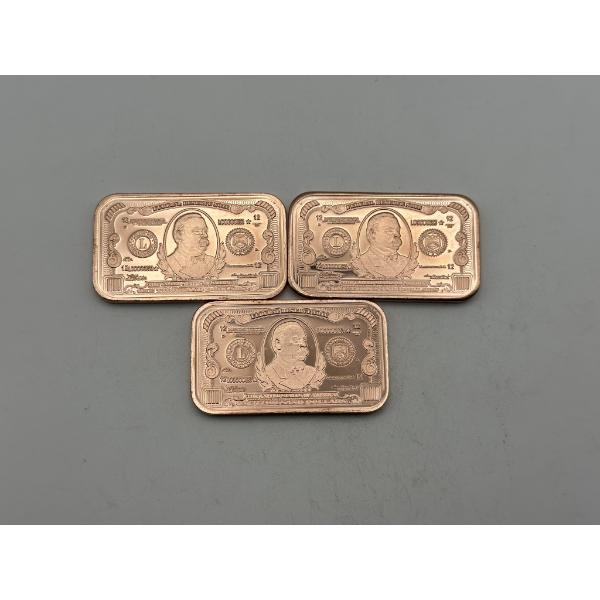 Three $1000 22nd & 24th President Grover Cleveland Commemorative 1 AVDP oz .999 Fine Copper Bars