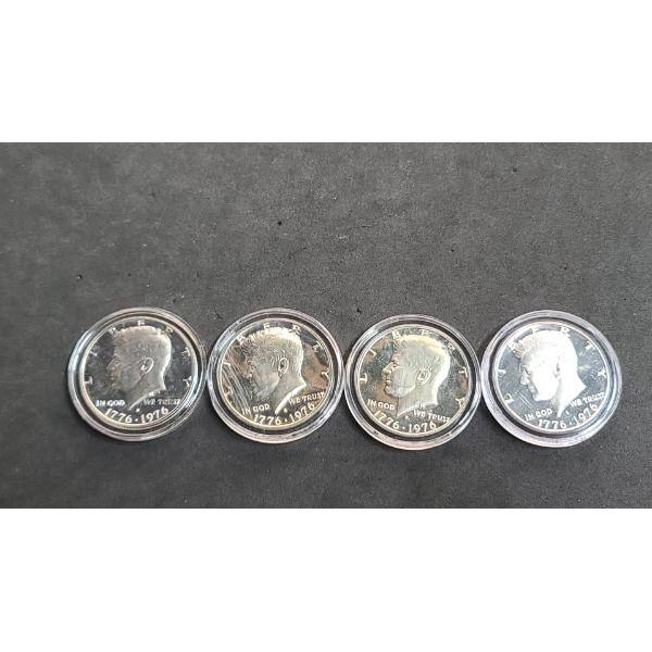 (4) 1776-1976 40% Silver Encapsulated Kennedy Half Dollars - Face Value: $2.00