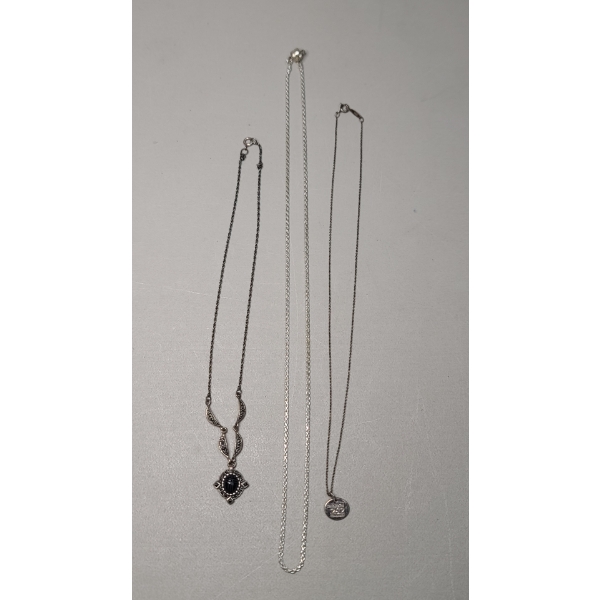 (3) Sterling Silver Necklaces Including Tiffany & Co "Nike 26.2 Finisher" Necklace - Weight: 17.8g