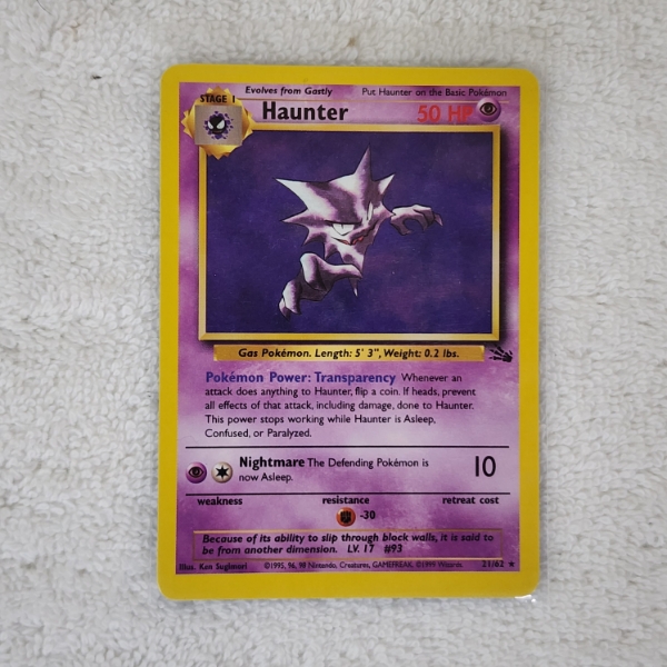 Haunter 21/62 Non Holo Rare Vintage Pokemon Trading Card From Fossil Set
