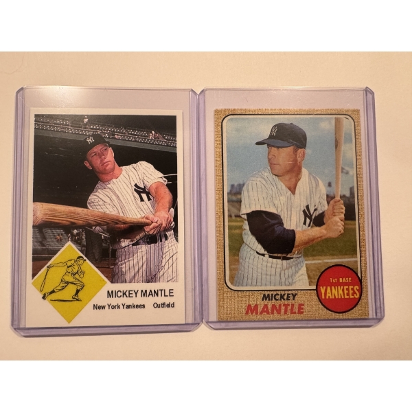 2 - Mickey Mantle New York Yankees Throwback Baseball Cards - Mint Condition