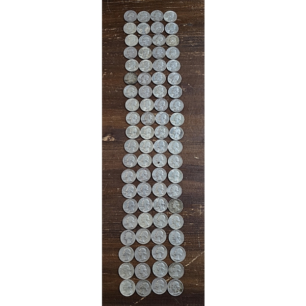 90% Silver Washington Quarters - $20 FV