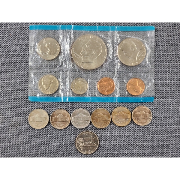 1973 United States Uncirculated Coin Set With 6 Nickels & Arkansas State Quarter 